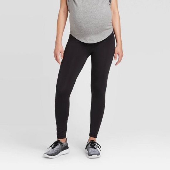2 Pairs Over Belly Active Maternity Leggings by Ingrid & Isabel Black Med - Picture 4 of 9